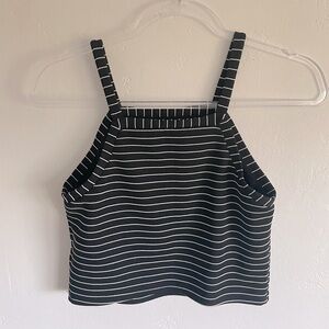 Topshop cropped tank black white stripes size 6 nwot